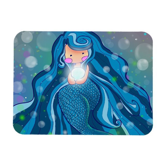 Mermaid with bright pearl  premium magnet (Horizontal)