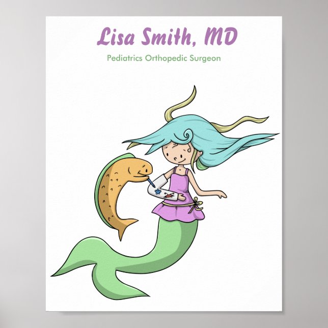 Mermaid with Broken Arm Pediatrics Orthopedic Poster (Front)