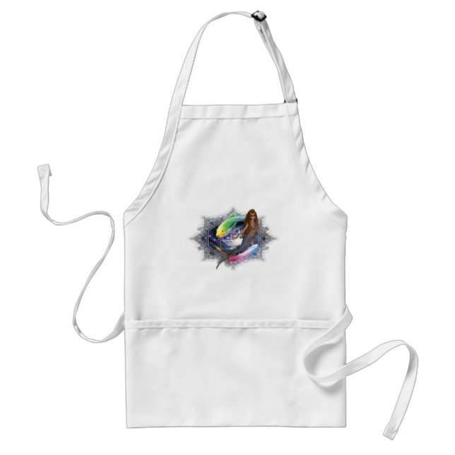 Mermaid with Colourful Fish Background Standard Apron (Front)