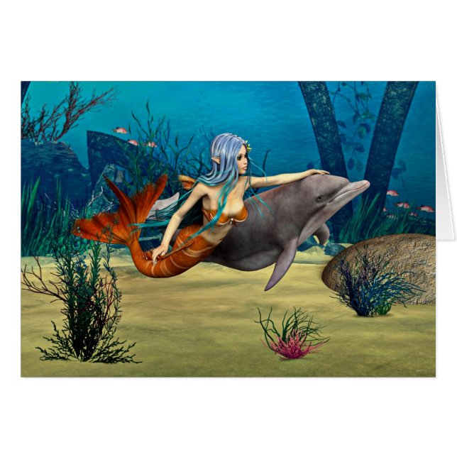 Mermaid with Dolphin (Front Horizontal)