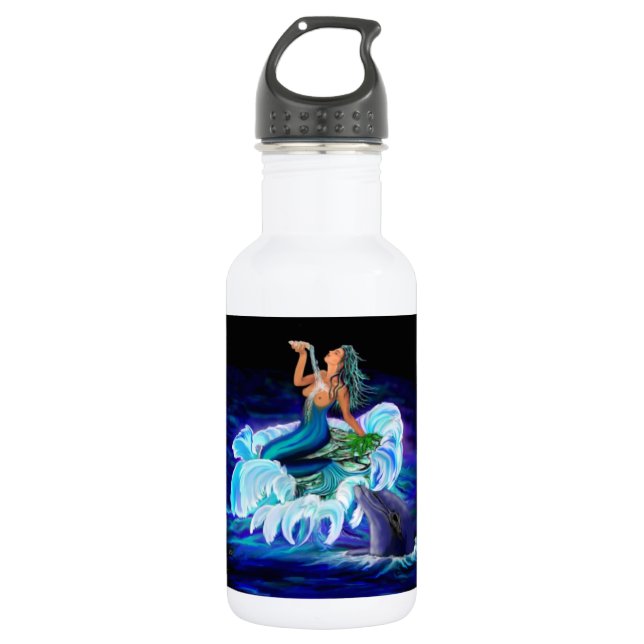 Mermaid with Dolphin 532 Ml Water Bottle (Front)