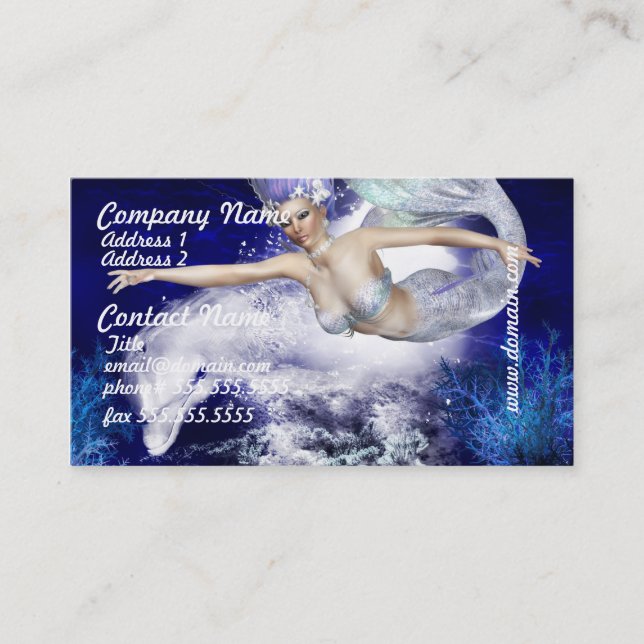Mermaid with Dolphin Business Cards (Front)