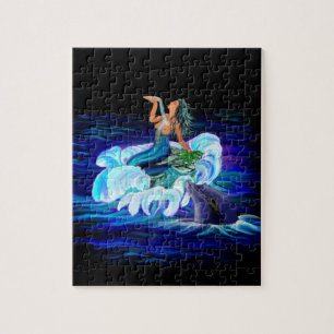Mermaid with Dolphin Jigsaw Puzzle