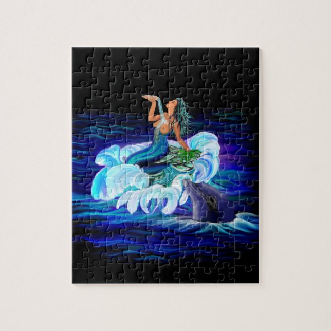 Mermaid with Dolphin Jigsaw Puzzle (Vertical)