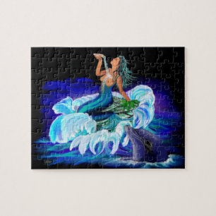 Mermaid with dolphin jigsaw puzzle