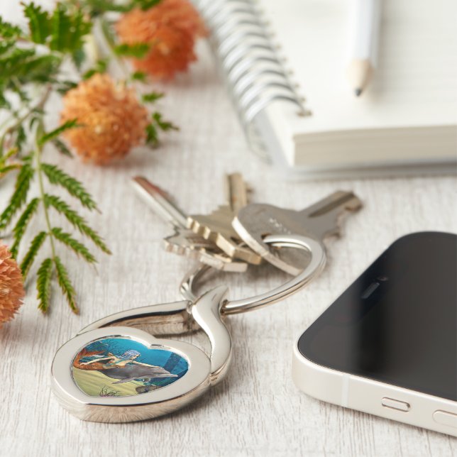 Mermaid with Dolphin Key Ring (Side)