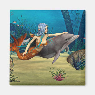 Mermaid with Dolphin Magnet