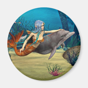 Mermaid with Dolphin Magnet