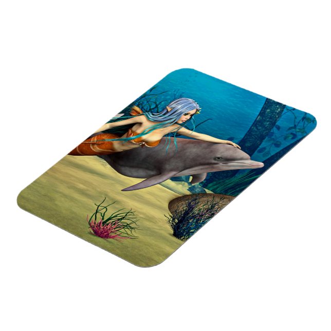 Mermaid with Dolphin Magnet (Left Side)
