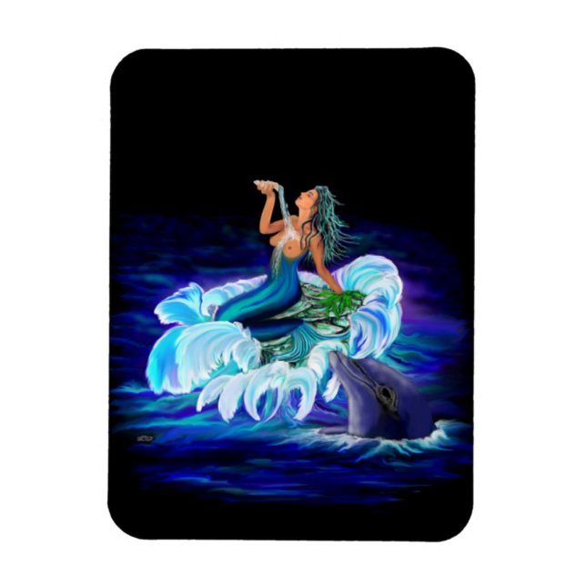 Mermaid with Dolphin Magnet (Vertical)