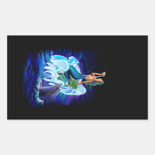 Mermaid with Dolphin Rectangular Sticker