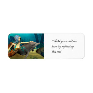 Mermaid with Dolphin Return Address Label