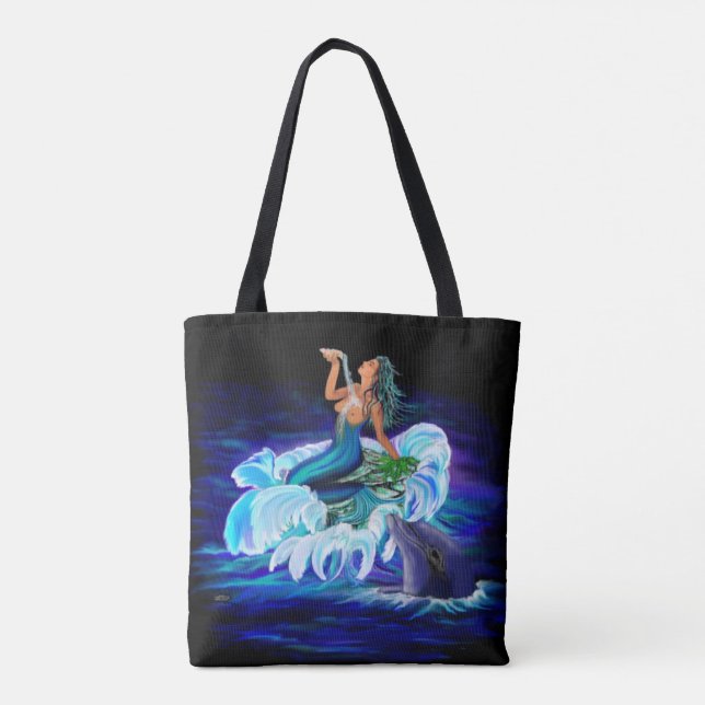 Mermaid with Dolphin Tote Bag (Back)