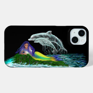 Mermaid with Dolphins iPhone 15 Mini Case