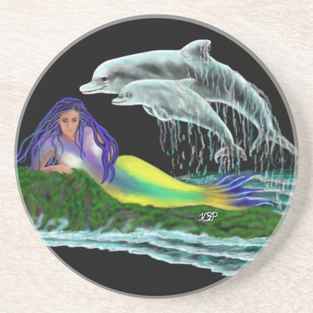 Mermaid with Dolphins Coaster (Front)