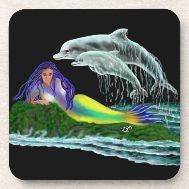 Mermaid with Dolphins Coaster (Front)