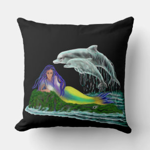 Mermaid with Dolphins Cushion