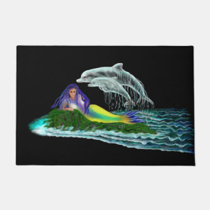 Mermaid with Dolphins Doormat