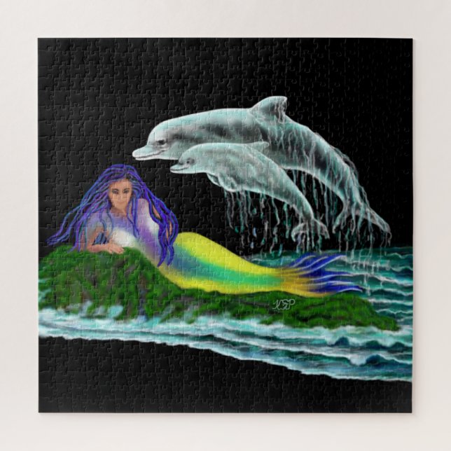 Mermaid with Dolphins Jigsaw Puzzle (Vertical)