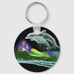 Mermaid with Dolphins Key Ring