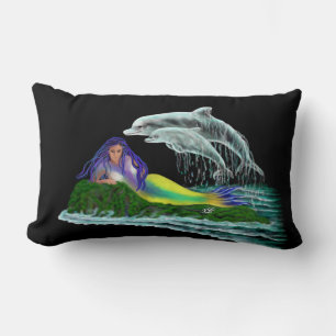 Mermaid with Dolphins Lumbar Cushion