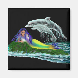 Mermaid with Dolphins Magnet