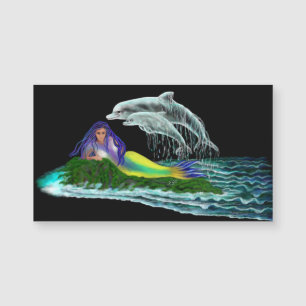 Mermaid with Dolphins - Magnetic Card