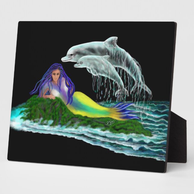 Mermaid with Dolphins Plaque (Side)
