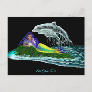 Mermaid with Dolphins Postcard