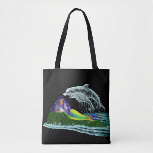 Mermaid with Dolphins Tote Bag