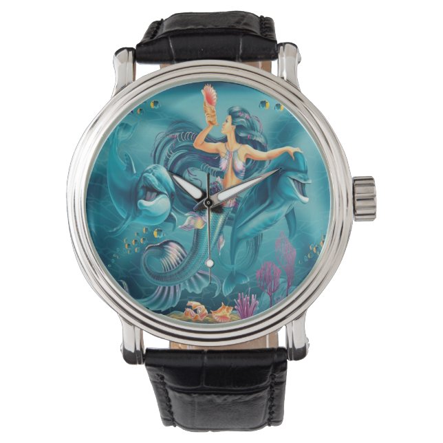 Mermaid With Dolphins Watch (Front)
