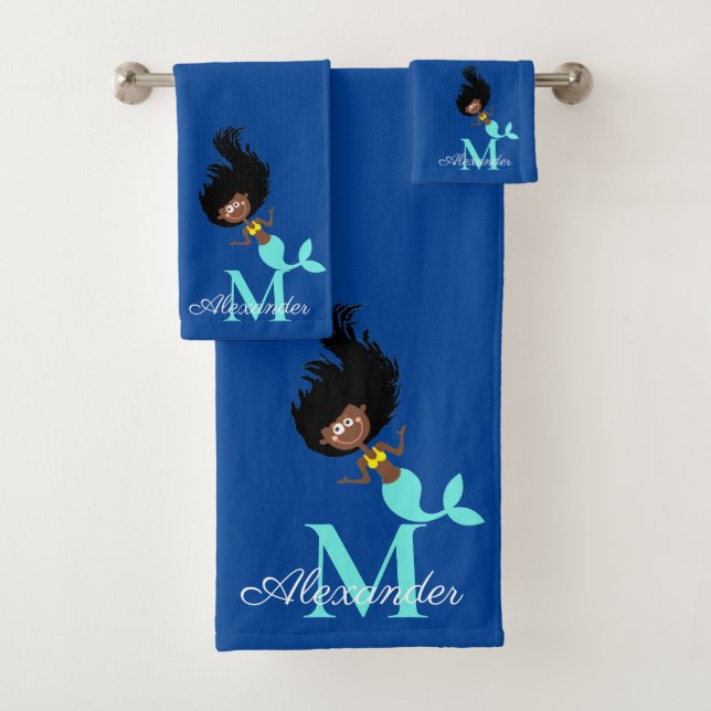 Mermaid with Dreadlocks hair Girl  Bath Towel Set (Insitu)