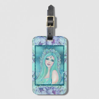 Mermaid with flowers art by Renee Lavoie  Luggage Tag