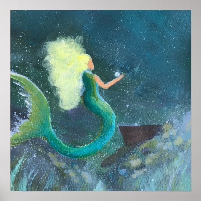 Mermaid with her pearl poster (Front)