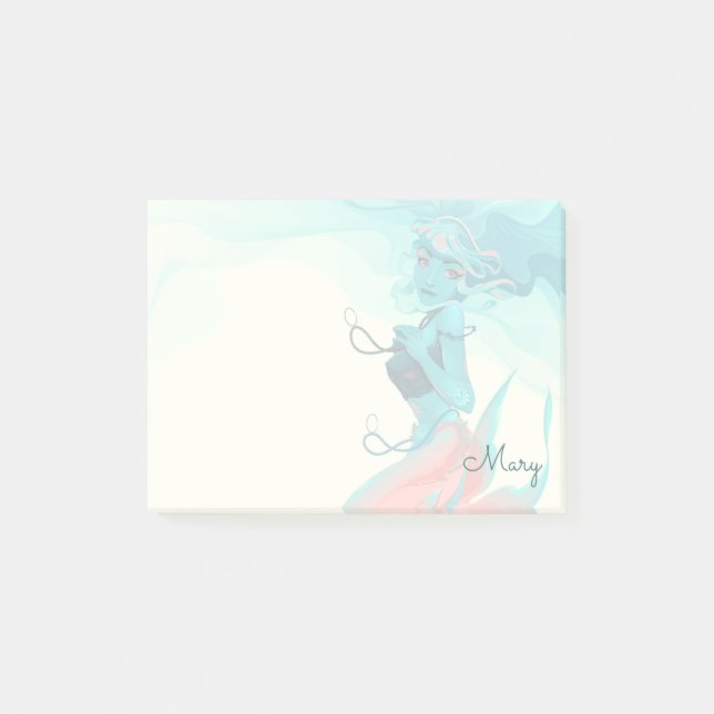 Mermaid with Jewels 4x3 Post-it Notes (Front)