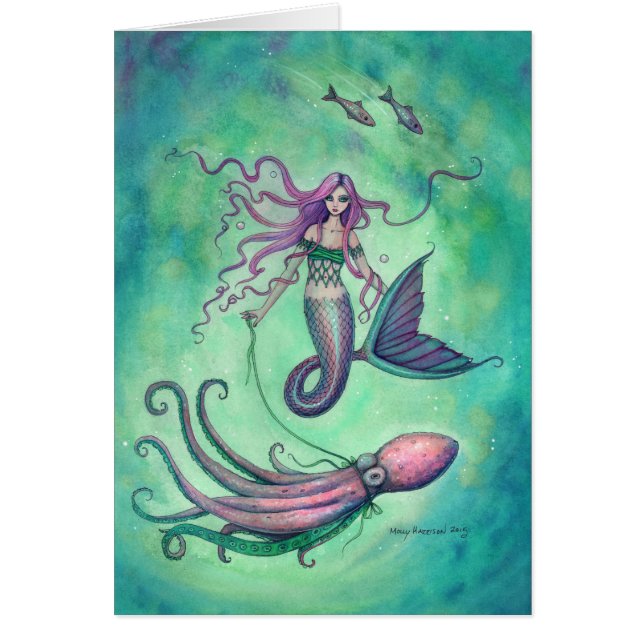 Mermaid with Octopus Fantasy Art Illustration (Front)