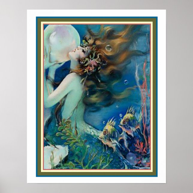 "Mermaid with Pearl" Art Deco by Henry Clive 16x20 Poster (Front)
