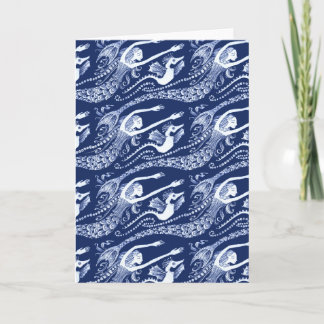 Mermaid with Pearls and Seahorse Card