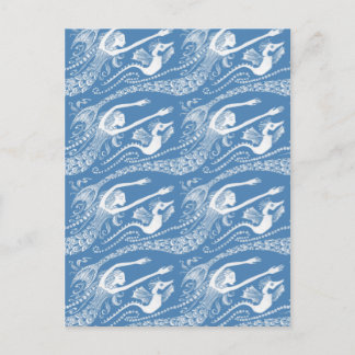 Mermaid with Pearls and Seahorse Postcard