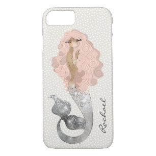 Mermaid With Pink Hair and Your Monogram iPhone 8/7 Case