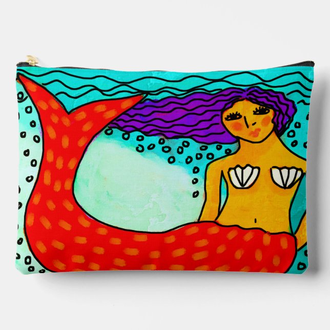 Mermaid with Purple Hair Abstract Art Accessory Pouch (Front)