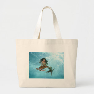 Mermaid with Sea Turtle Budget Tote Bag