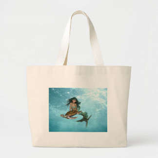 Mermaid with Sea Turtle Budget Tote Bag