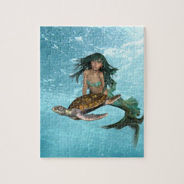 Mermaid with Sea Turtle Puzzle (Vertical)
