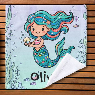 Mermaid with Seashell Pearl Wash Cloth