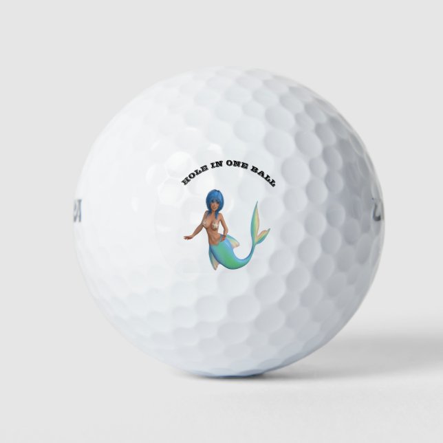 Mermaid with turquoise hair and tail golf balls (Front)