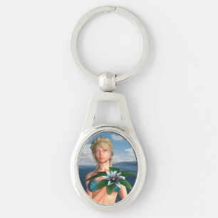 Mermaid with Water Lily Flower Key Ring