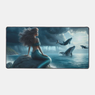 Mermaid with Whales Desk Mat