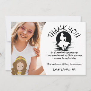 Mermaid Yellow Birthday Party Thank You Invitation