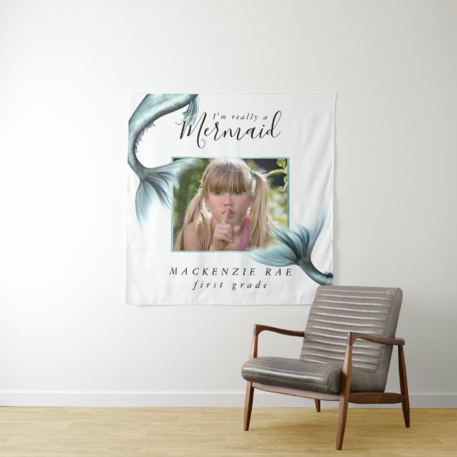 #MermaidLife Im Really a Mermaid | Photo Quote Tapestry (In Situ)